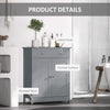 kleankin Bathroom Storage Cabinet, Floor Cabinet with 2 Doors, 2 Drawers, Adjustable Shelf for Washroom, Grey
