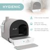 PawHut Large Cat Litter Box with Lid, Enclosed Kitty Litter Box with Slide-out Tray, Scoop, Filter, Light Grey