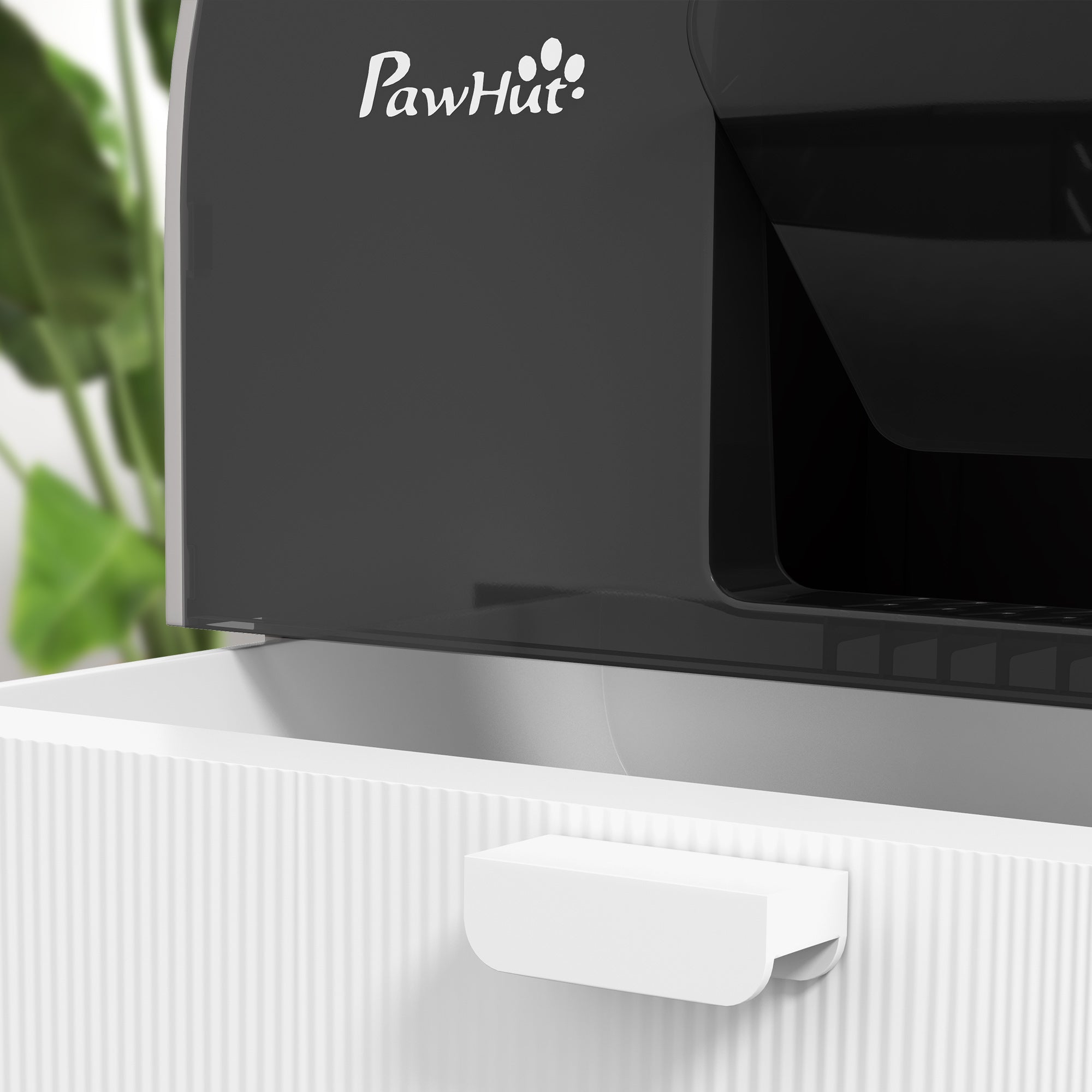 PawHut Large Cat Litter Box with Lid, Enclosed Kitty Litter Box with Slide-out Tray, Scoop, Filter, Light Grey