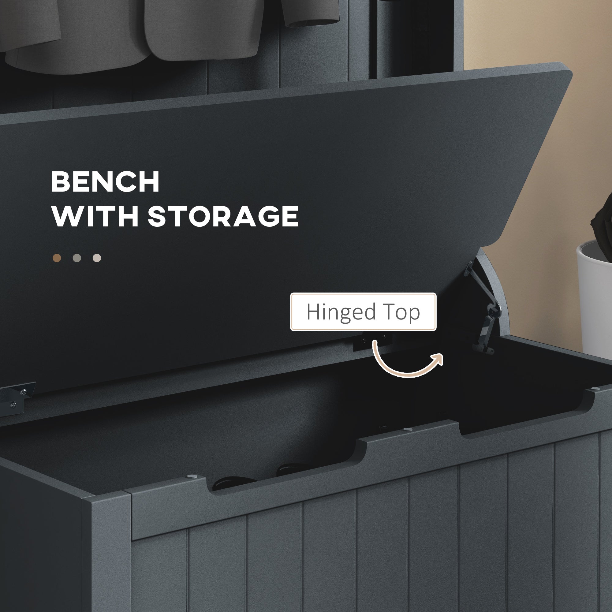 HOMCOM 28" Coat Rack, 3-In-1 Entryway Hall Tree with Shoe Storage Bench, Modern Coat Hanger Stand with 4 Double Hooks, for Hallway, Living Room, Black