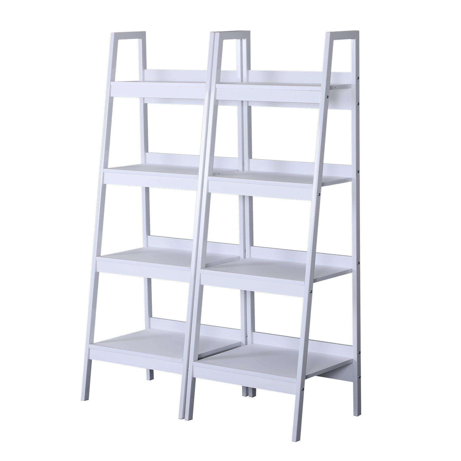 HOMCOM Set of 2, 4 Tier Ladder Shelf Bookcase, Multi-Use Display Rack, Storage Shelving Unit Display Stand, Flower Plant Stand, Home Office Furniture, White