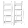 HOMCOM Set of 2, 4 Tier Ladder Shelf Bookcase, Multi-Use Display Rack, Storage Shelving Unit Display Stand, Flower Plant Stand, Home Office Furniture, White