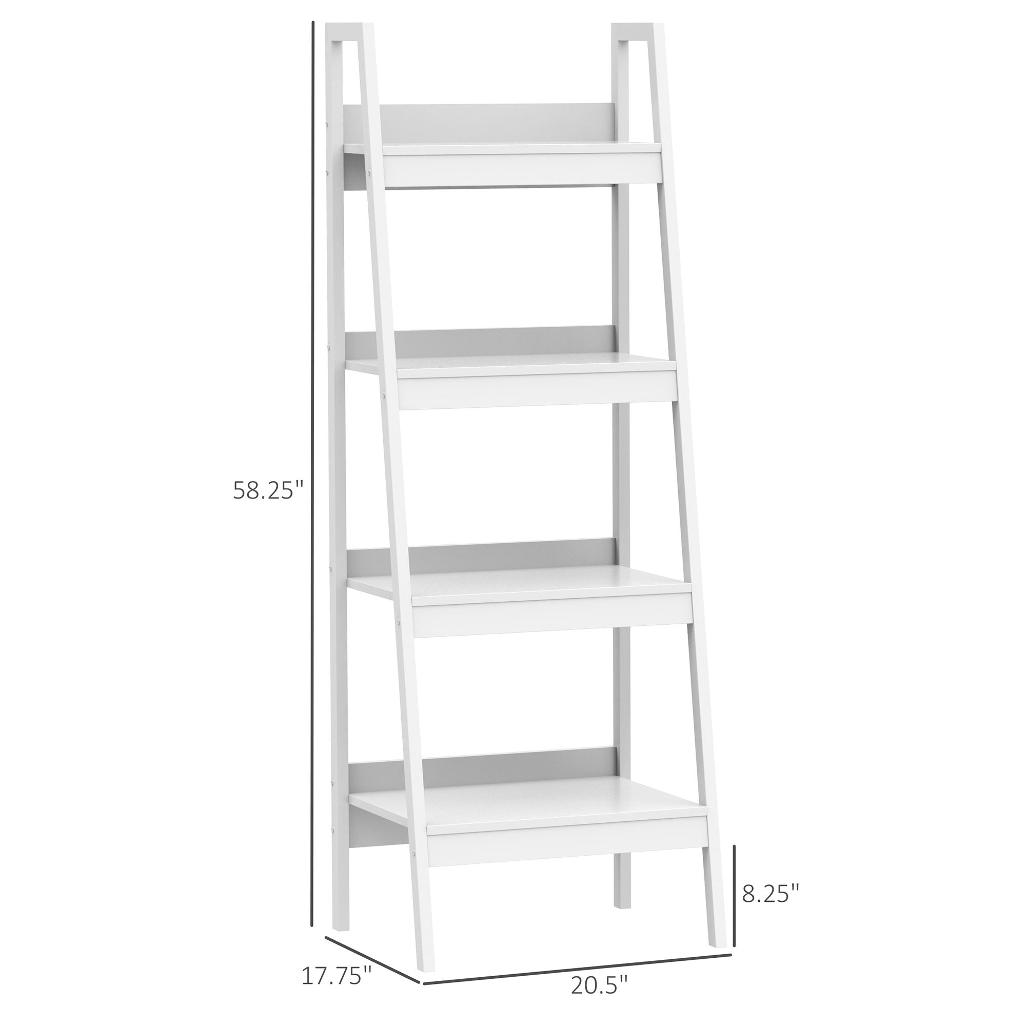 HOMCOM Set of 2, 4 Tier Ladder Shelf Bookcase, Multi-Use Display Rack, Storage Shelving Unit Display Stand, Flower Plant Stand, Home Office Furniture, White