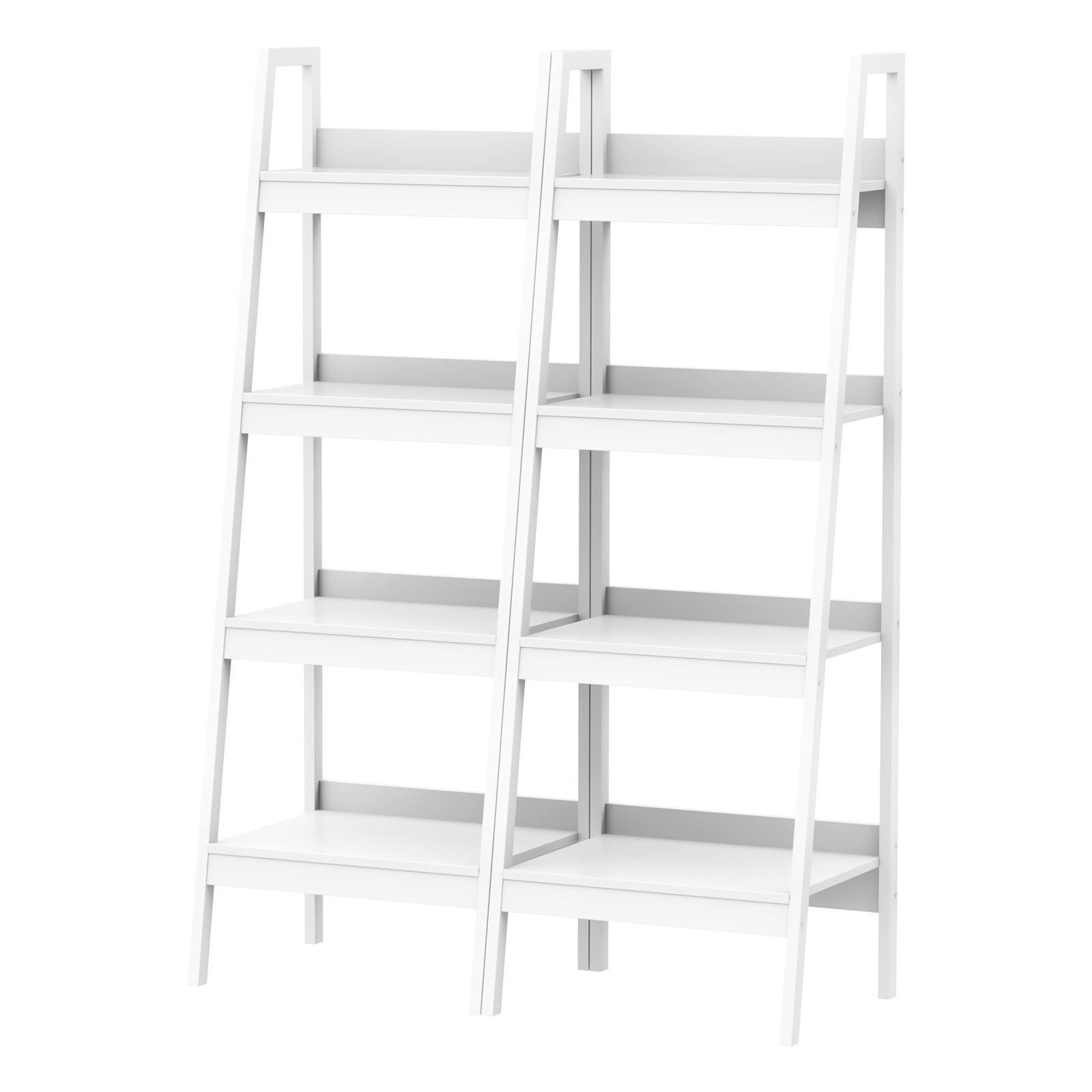 HOMCOM Set of 2, 4 Tier Ladder Shelf Bookcase, Multi-Use Display Rack, Storage Shelving Unit Display Stand, Flower Plant Stand, Home Office Furniture, White