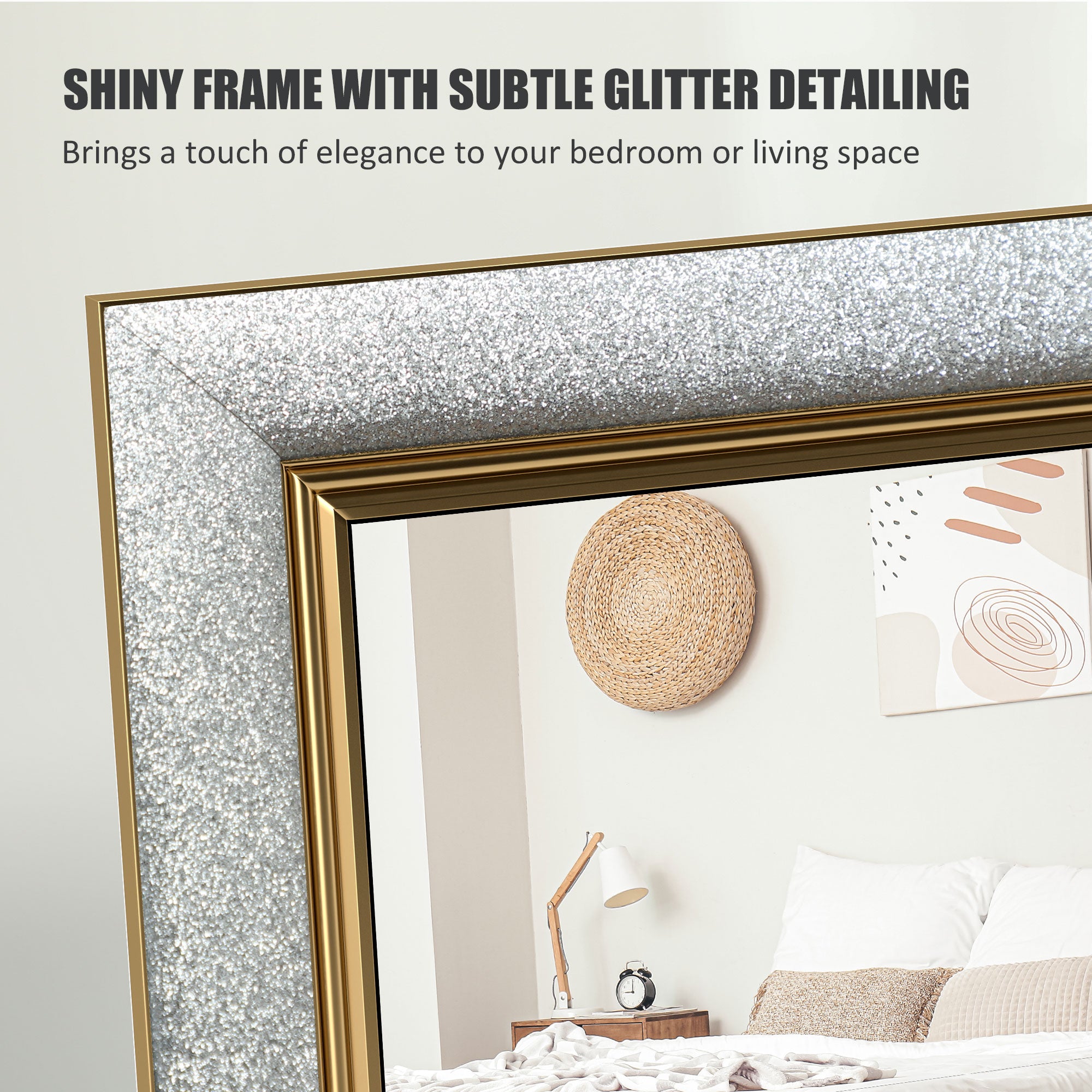 HOMCOM Full Length Mirror, 64" x 21" Full Body Mirror with Gold Frame, Free Standing, Leaning or Wall Mirror for Living Room, Bedroom, Silver