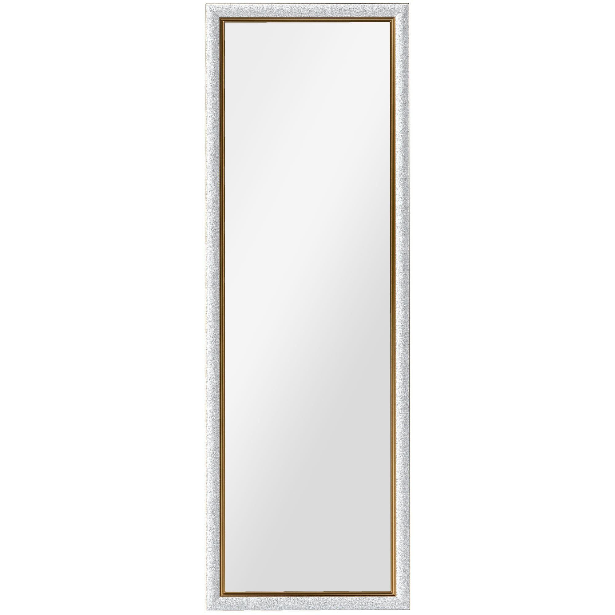 HOMCOM Full Length Mirror, 64" x 21" Full Body Mirror with Gold Frame, Free Standing, Leaning or Wall Mirror for Living Room, Bedroom, Silver