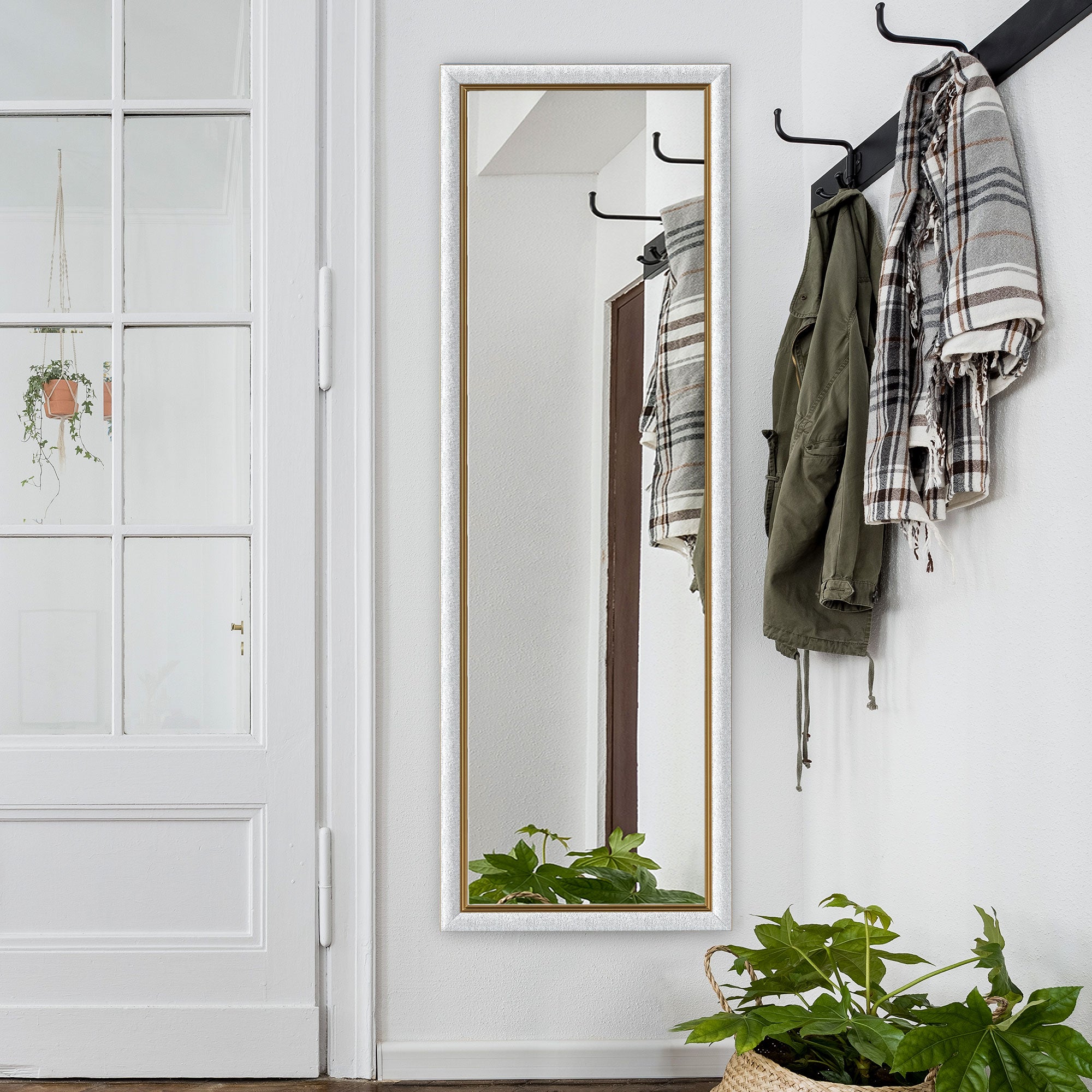 HOMCOM Full Length Mirror, 64" x 21" Full Body Mirror with Gold Frame, Free Standing, Leaning or Wall Mirror for Living Room, Bedroom, Silver