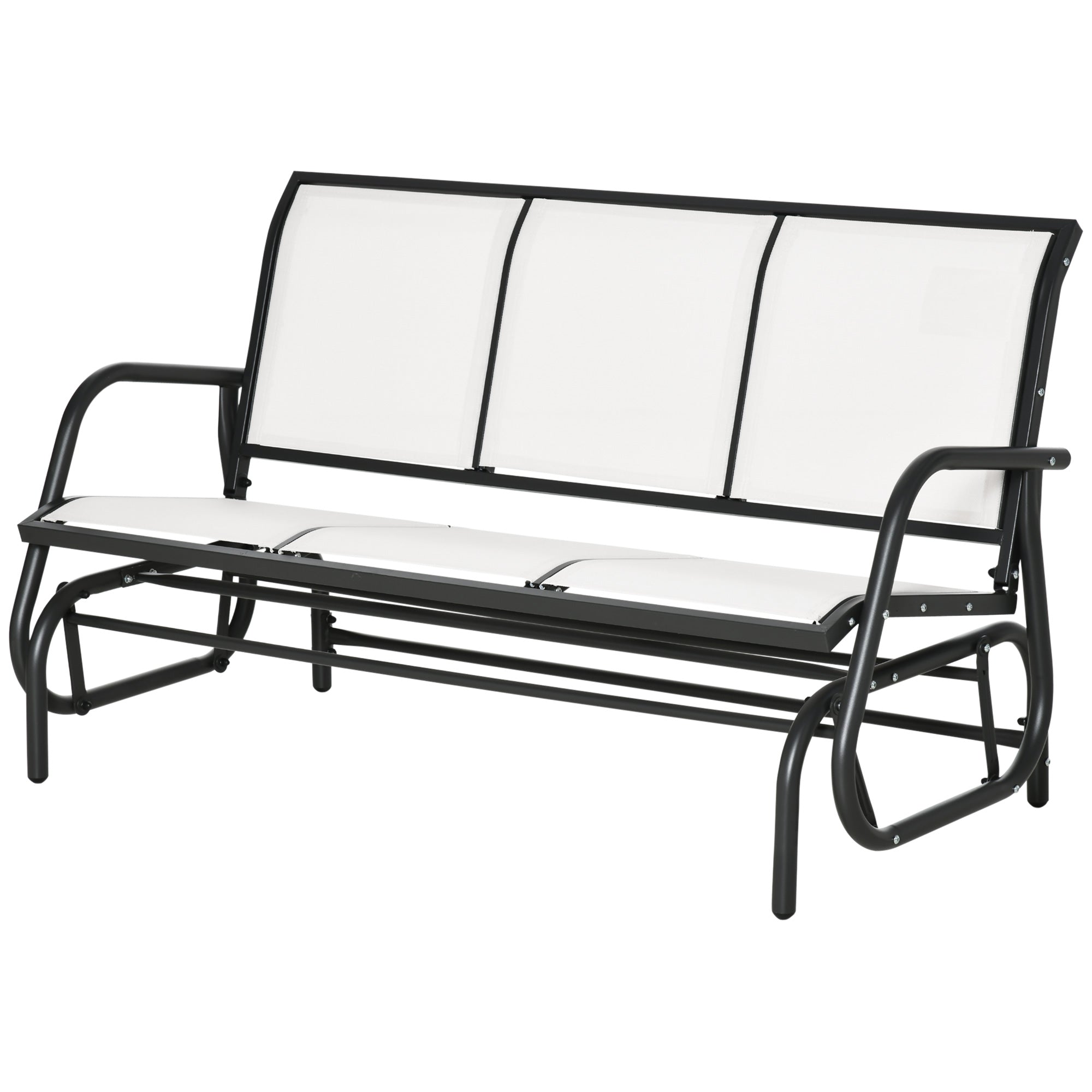 Outsunny 3-Seat Outdoor Glider Chair, Patio Glider Outdoor Rocking Chair with Steel Frame, Sling Fabric Seat for Garden, Backyard, Lawn, Cream White