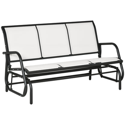 Outsunny 3-Seat Outdoor Glider Chair, Patio Glider Outdoor Rocking Chair with Steel Frame, Sling Fabric Seat for Garden, Backyard, Lawn, Cream White
