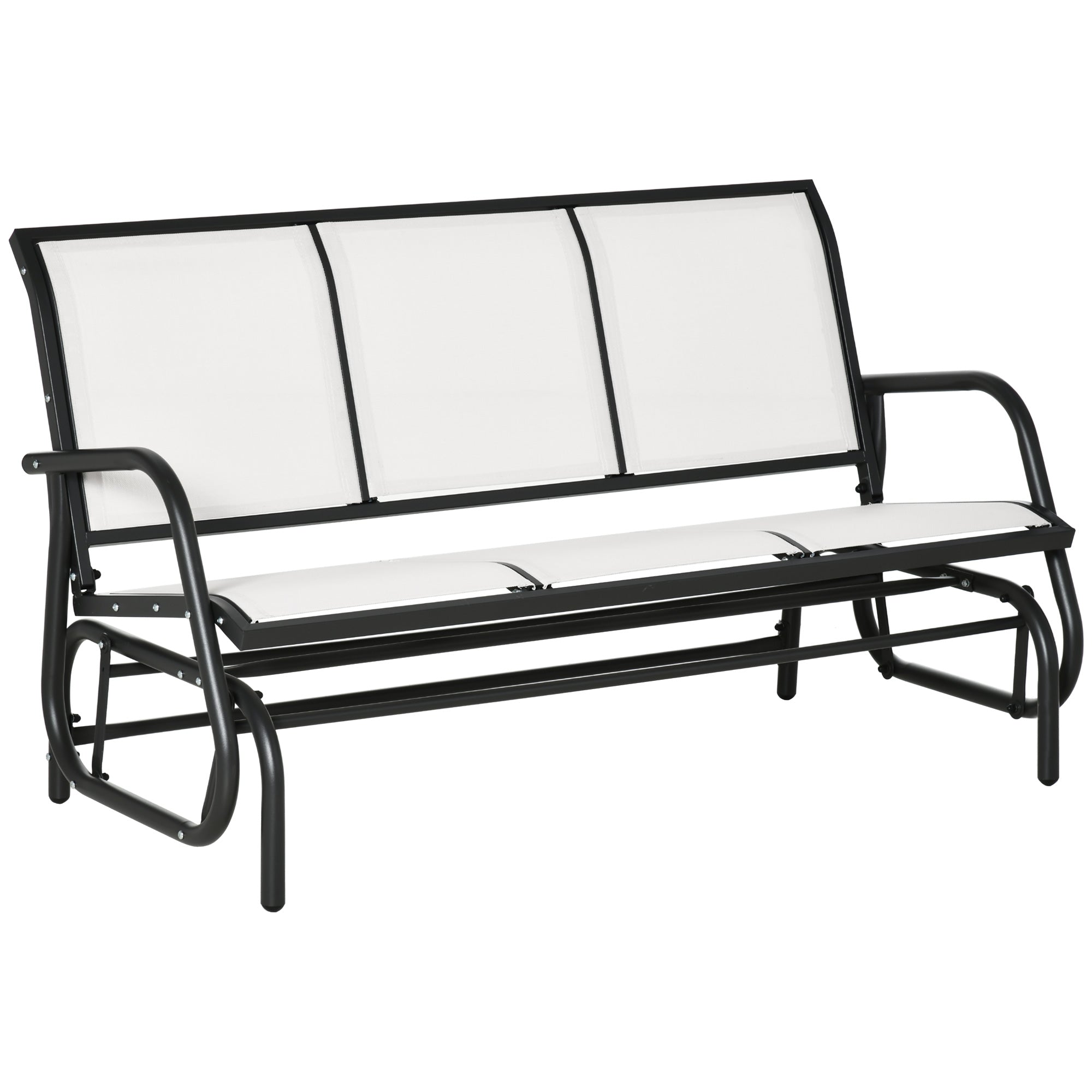 Outsunny 3-Seat Outdoor Glider Chair, Patio Glider Outdoor Rocking Chair with Steel Frame, Sling Fabric Seat for Garden, Backyard, Lawn, Cream White