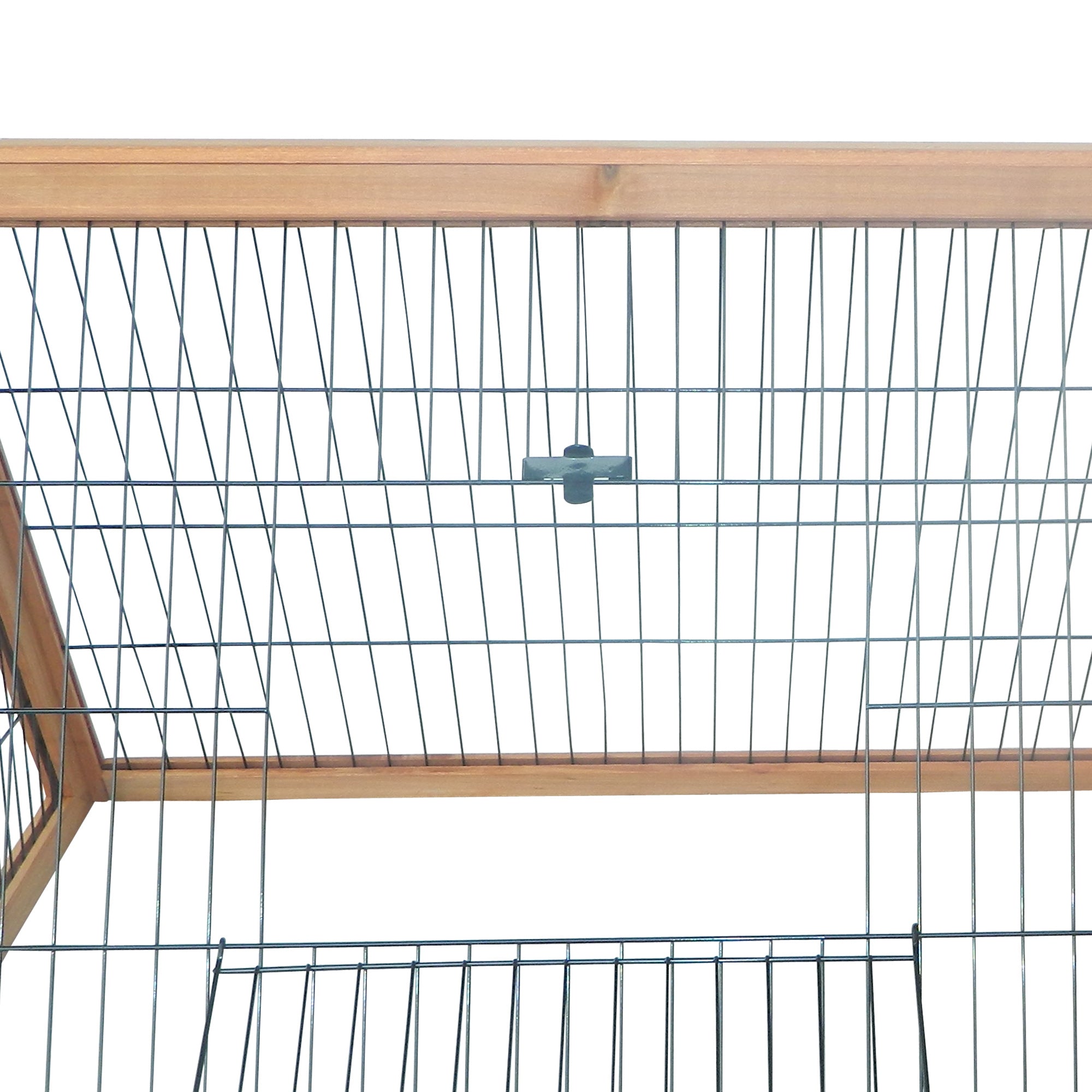 PawHut Wooden Rabbit Hutch Triangle Bunny Ferret Cage Guinea Pig Run Small Animal Hutch Yellow 116 x 62.2 x 52.5 cm