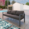 Outsunny Aluminum Outdoor Sofa, 3-Seater Patio Couch, Patio Furniture Outdoor Couch with Cushions, Wide Seat, Armrests for Garden, Backyard, Balcony, Dark Grey