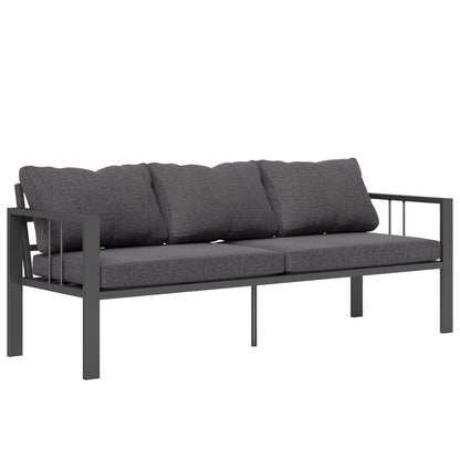 Outsunny Aluminum Outdoor Sofa, 3-Seater Patio Couch, Patio Furniture Outdoor Couch with Cushions, Wide Seat, Armrests for Garden, Backyard, Balcony, Dark Grey
