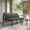 Outsunny Aluminum Outdoor Sofa, 3-Seater Patio Couch, Patio Furniture Outdoor Couch with Cushions, Wide Seat, Armrests for Garden, Backyard, Balcony, Dark Grey
