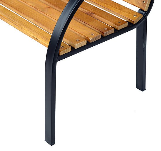 Outsunny 48"L Garden Bench Outdoor Patio 2-Person Wooden Seat Chair Park Loveseat  Yard Furniture w/ Steel Frame