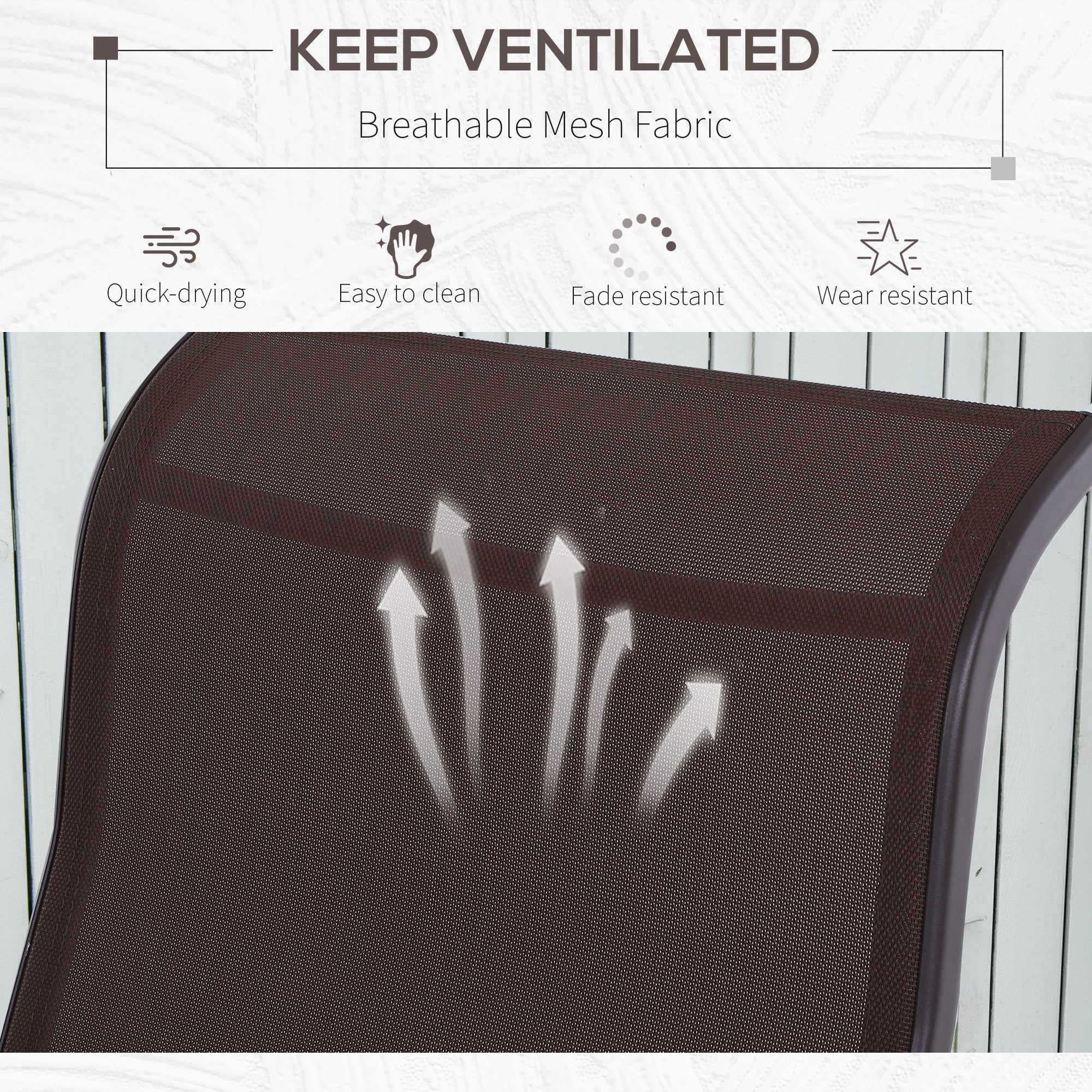 Outsunny Patio Glider with Breathable Mesh Fabric, Outdoor Glider Chair, Garden Rocking Gliding Seat for Patio, Yard, Porch, Brown