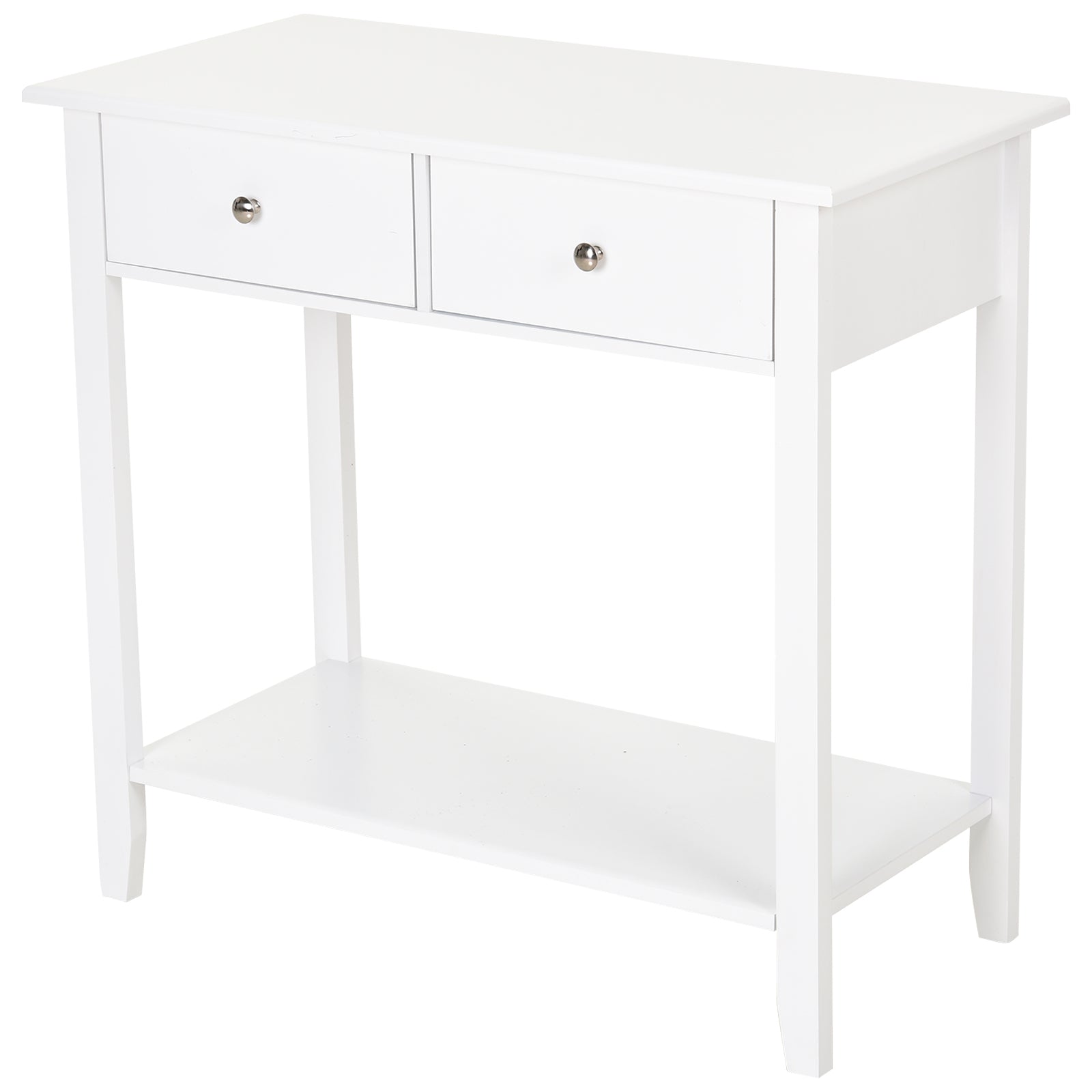 HOMCOM Console Table, Modern Entryway Table with Storage Drawers, Bottom Shelf and Wooden Legs, 31.5" Sofa Side Desk for Living Room, White