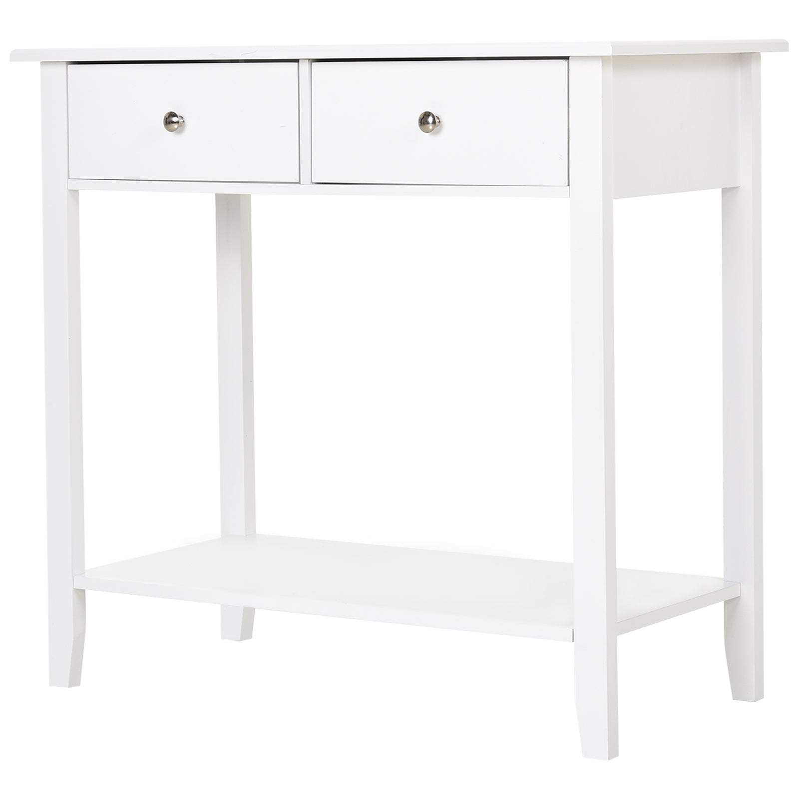 HOMCOM Console Table, Modern Entryway Table with Storage Drawers, Bottom Shelf and Wooden Legs, 31.5" Sofa Side Desk for Living Room, White