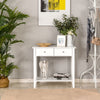 HOMCOM Console Table, Modern Entryway Table with Storage Drawers, Bottom Shelf and Wooden Legs, 31.5" Sofa Side Desk for Living Room, White