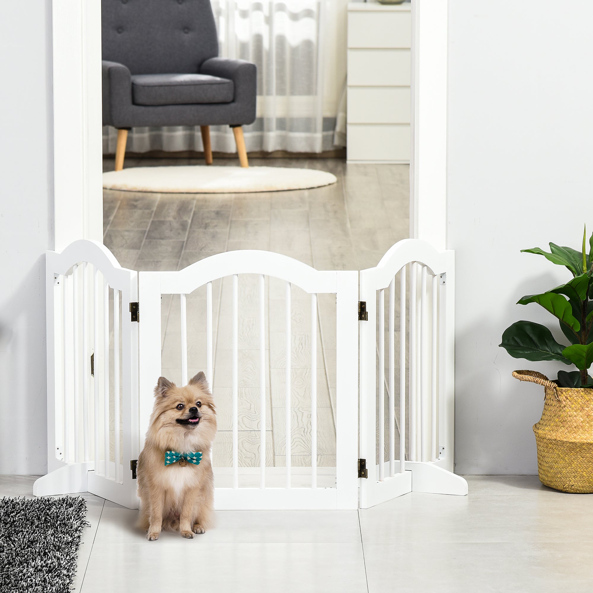 PawHut Freestanding Pet Gate for Dogs 24