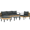 Outsunny 6 PCs PE Rattan Patio Furniture with Sofa, Armchairs, Stool, Metal Coffee Table, Outdoor Wicker Conversation Sofa Set with Cushions, for Poolside, Backyard, Yellow