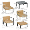 Outsunny 6 PCs PE Rattan Patio Furniture with Sofa, Armchairs, Stool, Metal Coffee Table, Outdoor Wicker Conversation Sofa Set with Cushions, for Poolside, Backyard, Yellow