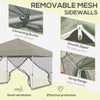 Outsunny 10' x 10' Pop-Up Canopy Tent Outdoor Party Tent with Mesh Sidewalls, 3-Level Adjustable Height, Roller Bag, Beige