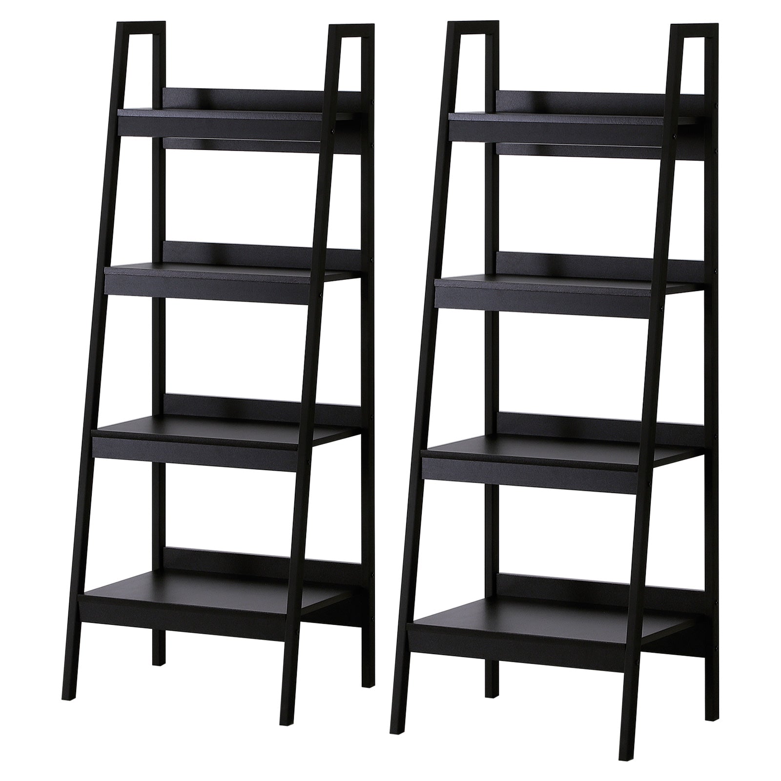 HOMCOM Set of 2, 4 Tier Ladder Shelf Bookcase, Multi-Use Display Rack, Storage Shelving Unit Display Stand, Flower Plant Stand, Home Office Furniture, Black
