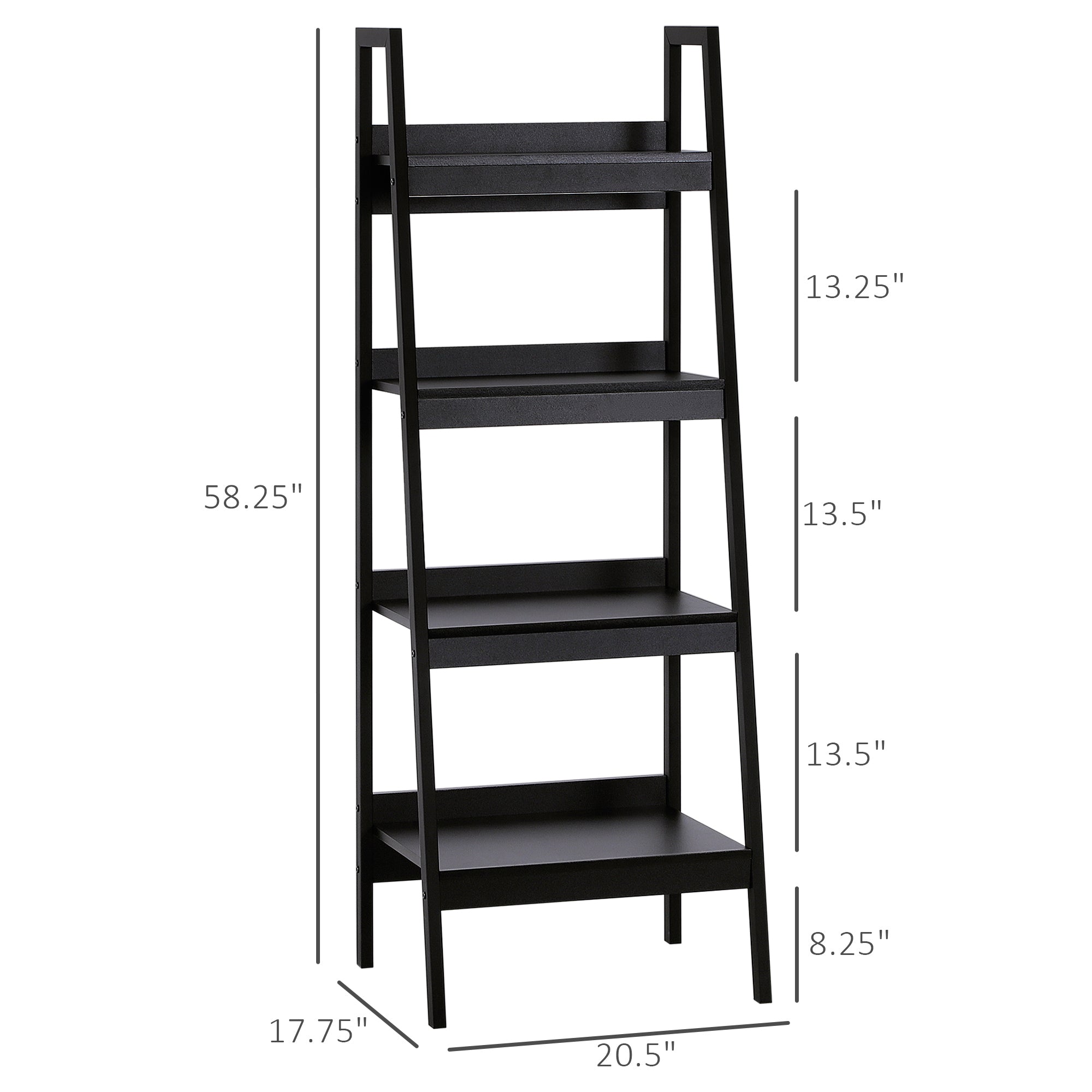 HOMCOM Set of 2, 4 Tier Ladder Shelf Bookcase, Multi-Use Display Rack, Storage Shelving Unit Display Stand, Flower Plant Stand, Home Office Furniture, Black