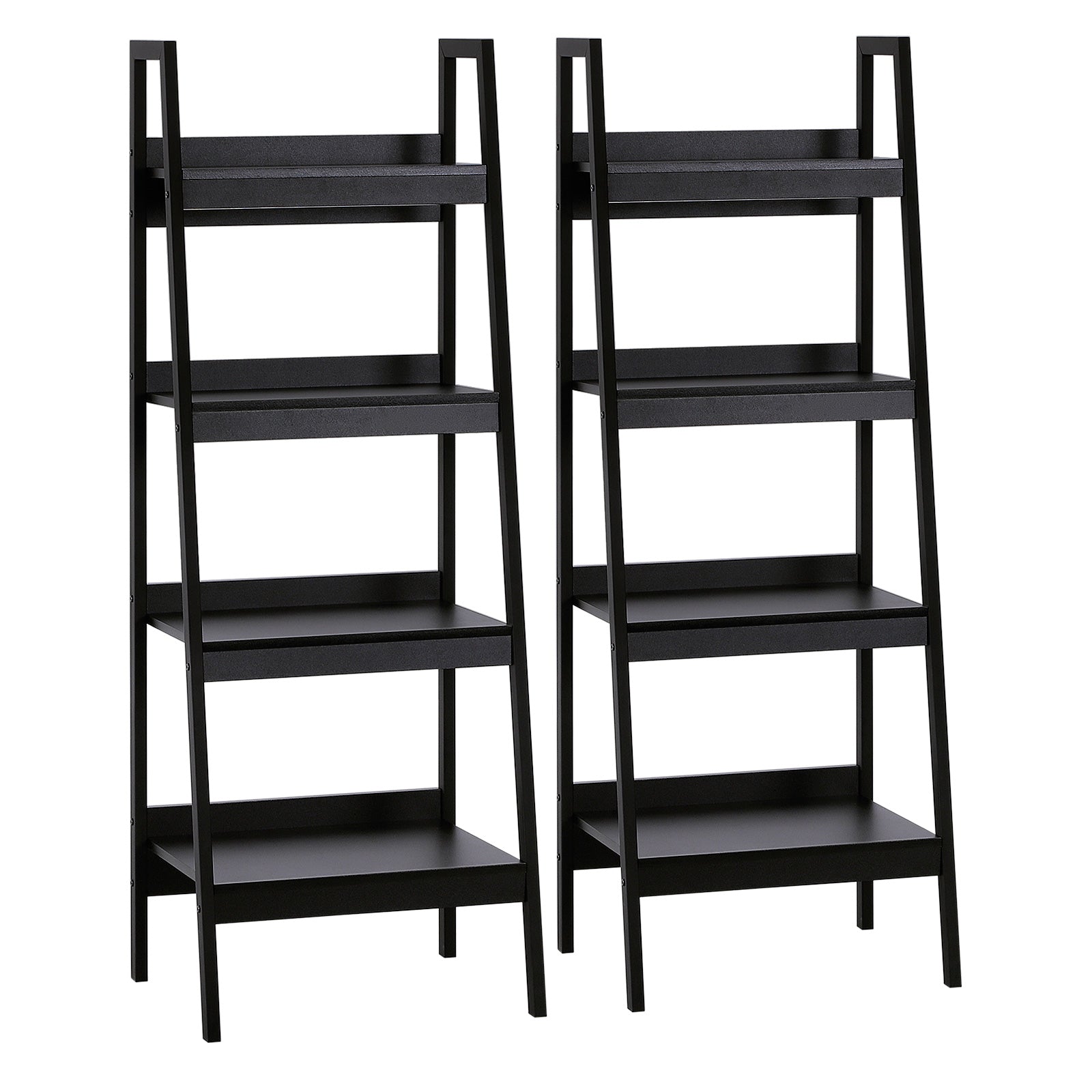HOMCOM Set of 2, 4 Tier Ladder Shelf Bookcase, Multi-Use Display Rack, Storage Shelving Unit Display Stand, Flower Plant Stand, Home Office Furniture, Black