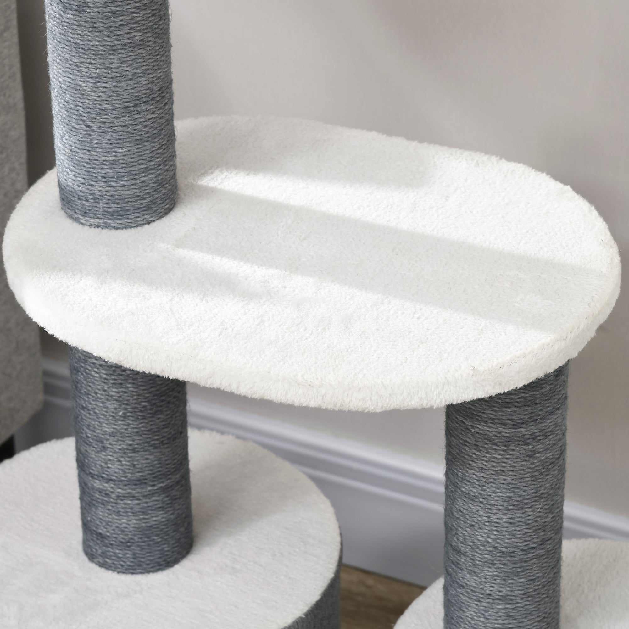 PawHut 39" Cat Tree for Indoor, Cat Tower with Scratching Posts, Condo, Top Perch, Platforms, Multi-level Kitten Activity Centre, White