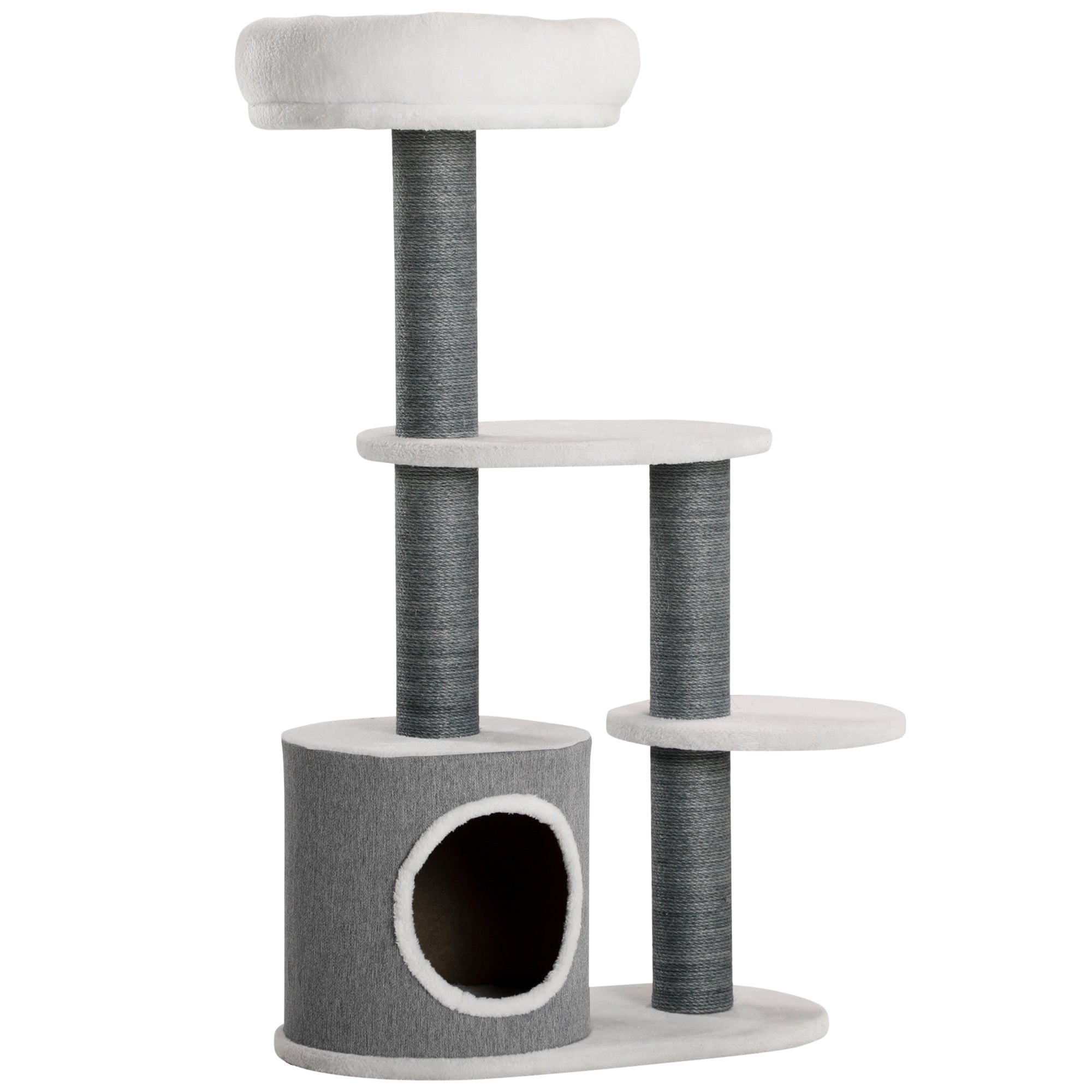 PawHut 39" Cat Tree for Indoor, Cat Tower with Scratching Posts, Condo, Top Perch, Platforms, Multi-level Kitten Activity Centre, White