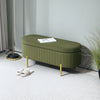 HOMCOM Upholstered Bedroom Bench, Channel Tufted Storage Bench, Bench Seat with Thick Padding and Metal Legs, Ottoman Bench for Bedroom Living Room, Hallway, Dark Green