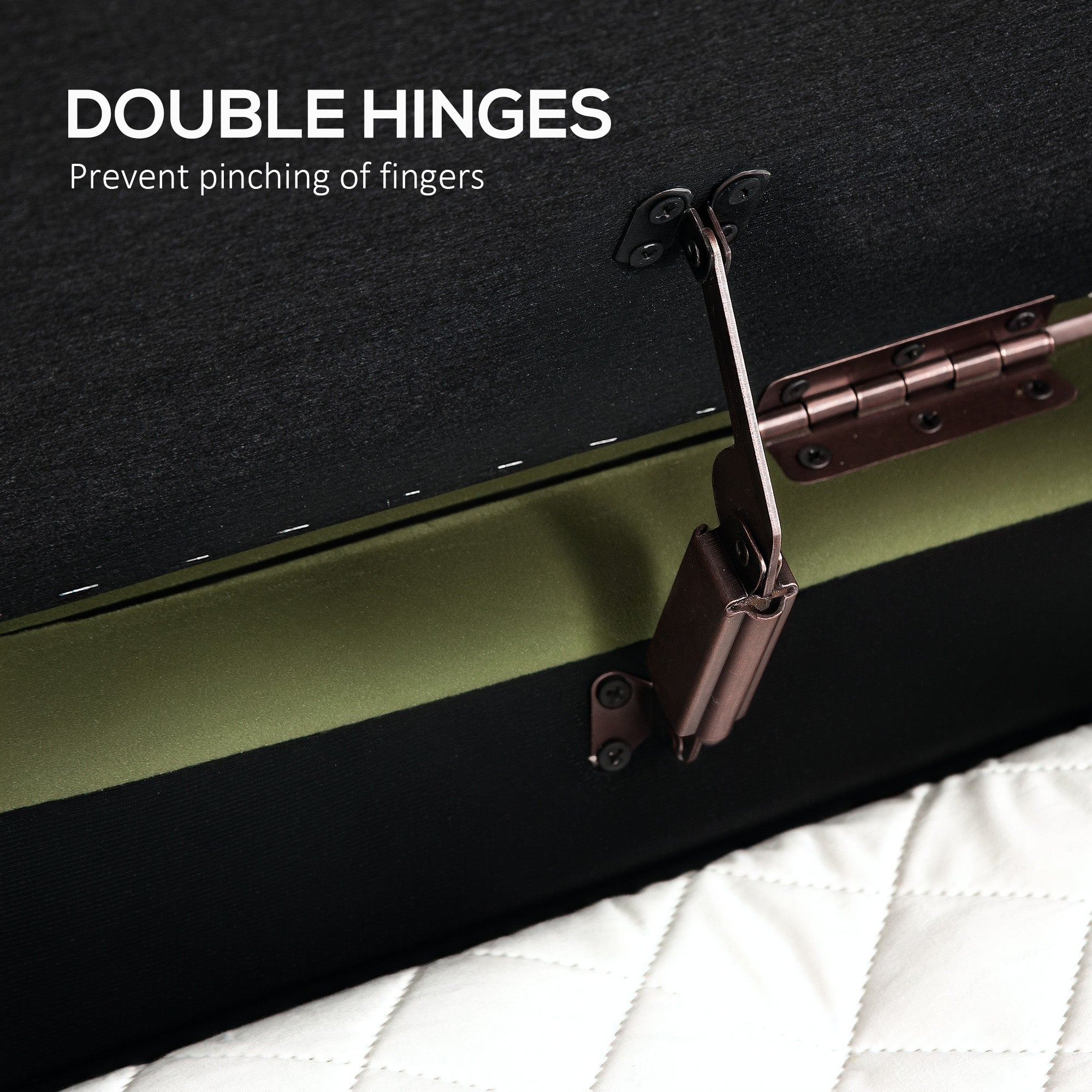 HOMCOM Upholstered Bedroom Bench, Channel Tufted Storage Bench, Bench Seat with Thick Padding and Metal Legs, Ottoman Bench for Bedroom Living Room, Hallway, Dark Green