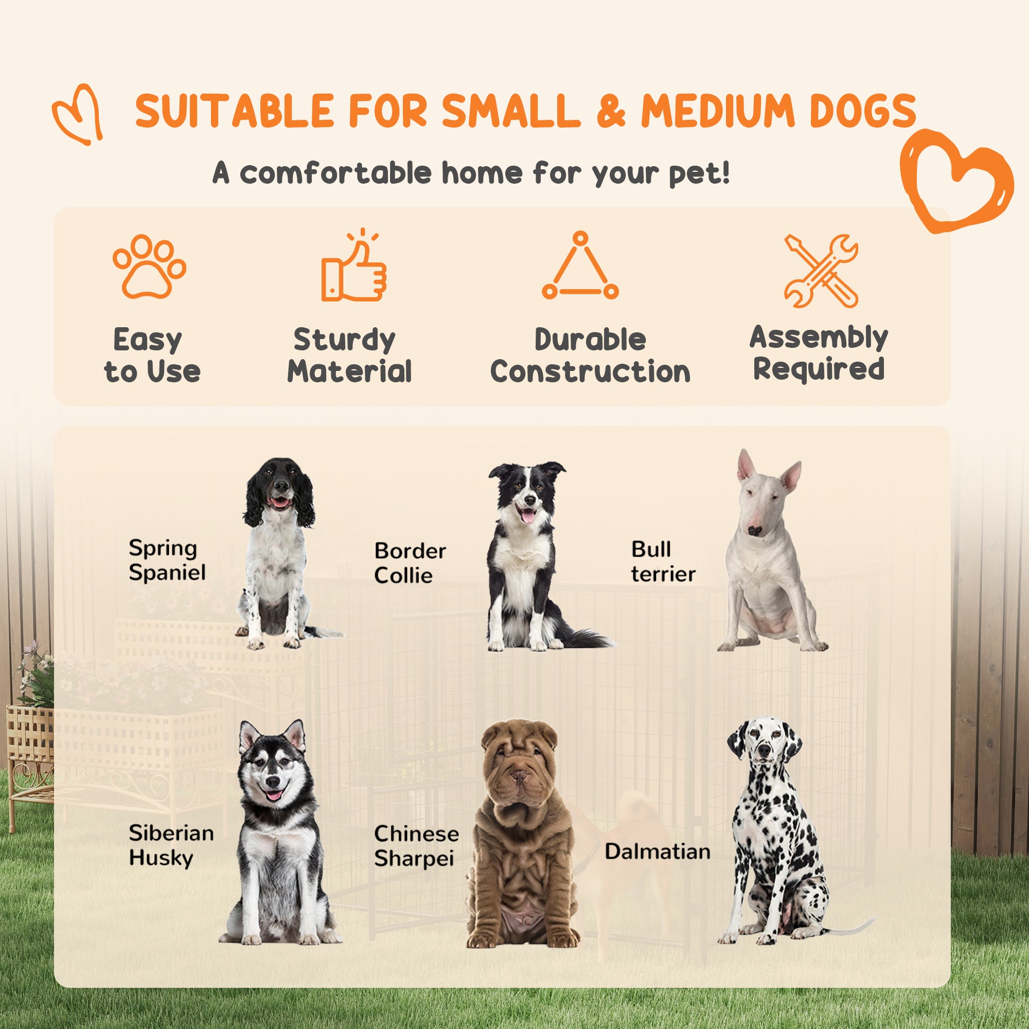 PawHut 4.6' x 4.6' x 5' Dog Kennel Outdoor with Waterproof Cover, Dog Playpen for Small and Medium-Sized Dogs with Two Part Door Design, Brown