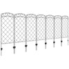 Outsunny Garden Fence, 7 Pack Steel Fence Panels, 11.3' L x 43" H, Rust-Resistant Animal Barrier, Decorative Border Flower Edging for Yard, Patio, Outdoor Decor, Swirl Vines