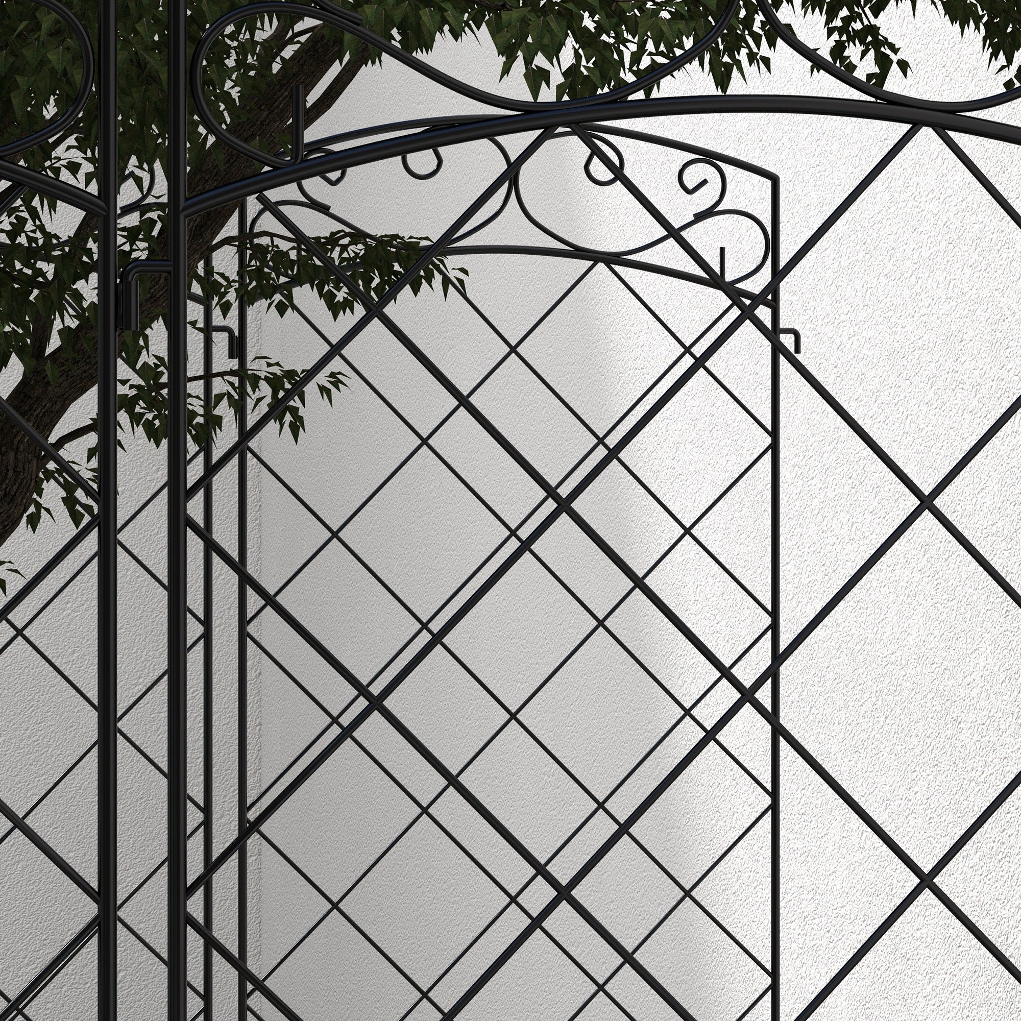 Outsunny Garden Fence, 7 Pack Steel Fence Panels, 11.3' L x 43" H, Rust-Resistant Animal Barrier, Decorative Border Flower Edging for Yard, Patio, Outdoor Decor, Swirl Vines