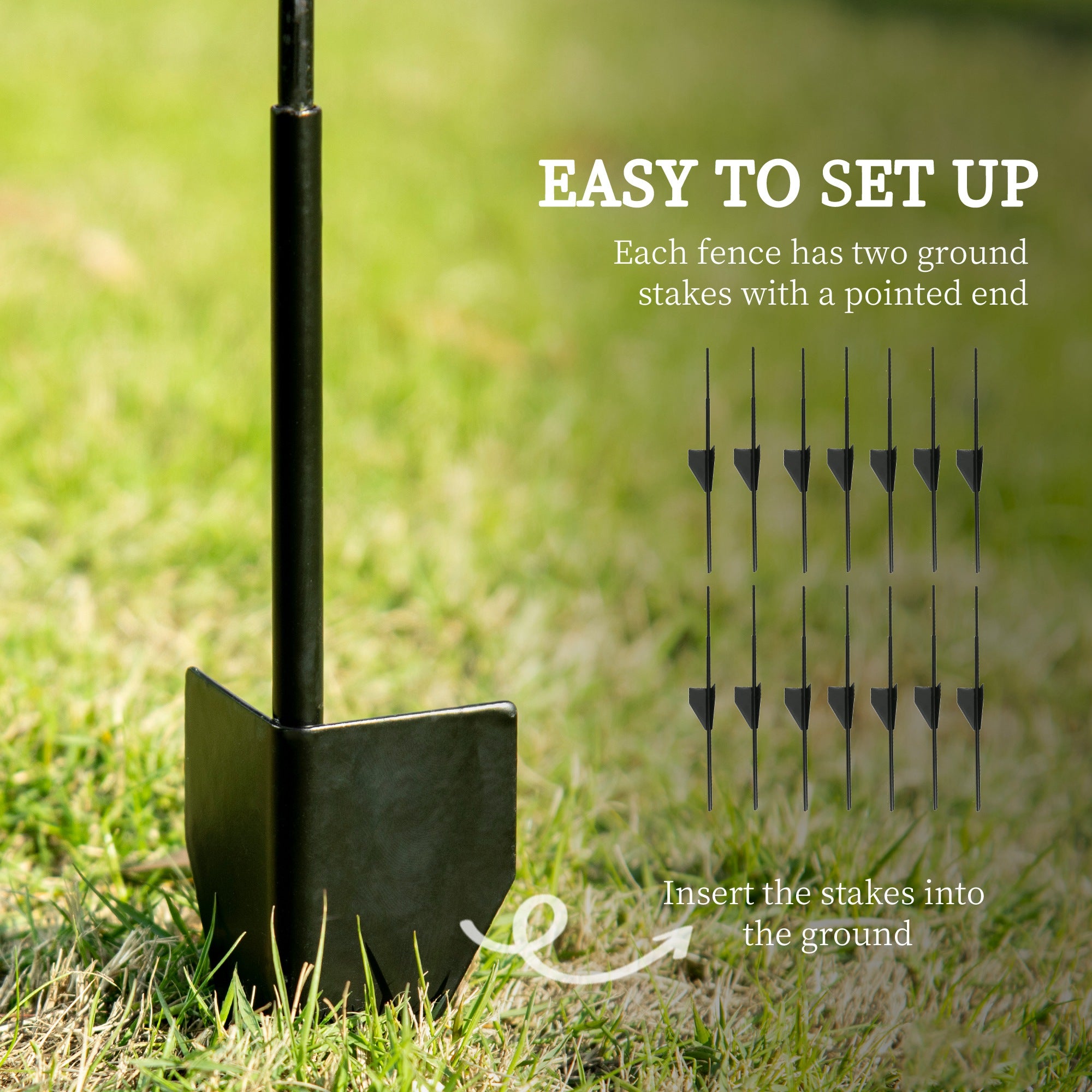 Outsunny Garden Fence, 7 Pack Steel Fence Panels, 11.3' L x 43