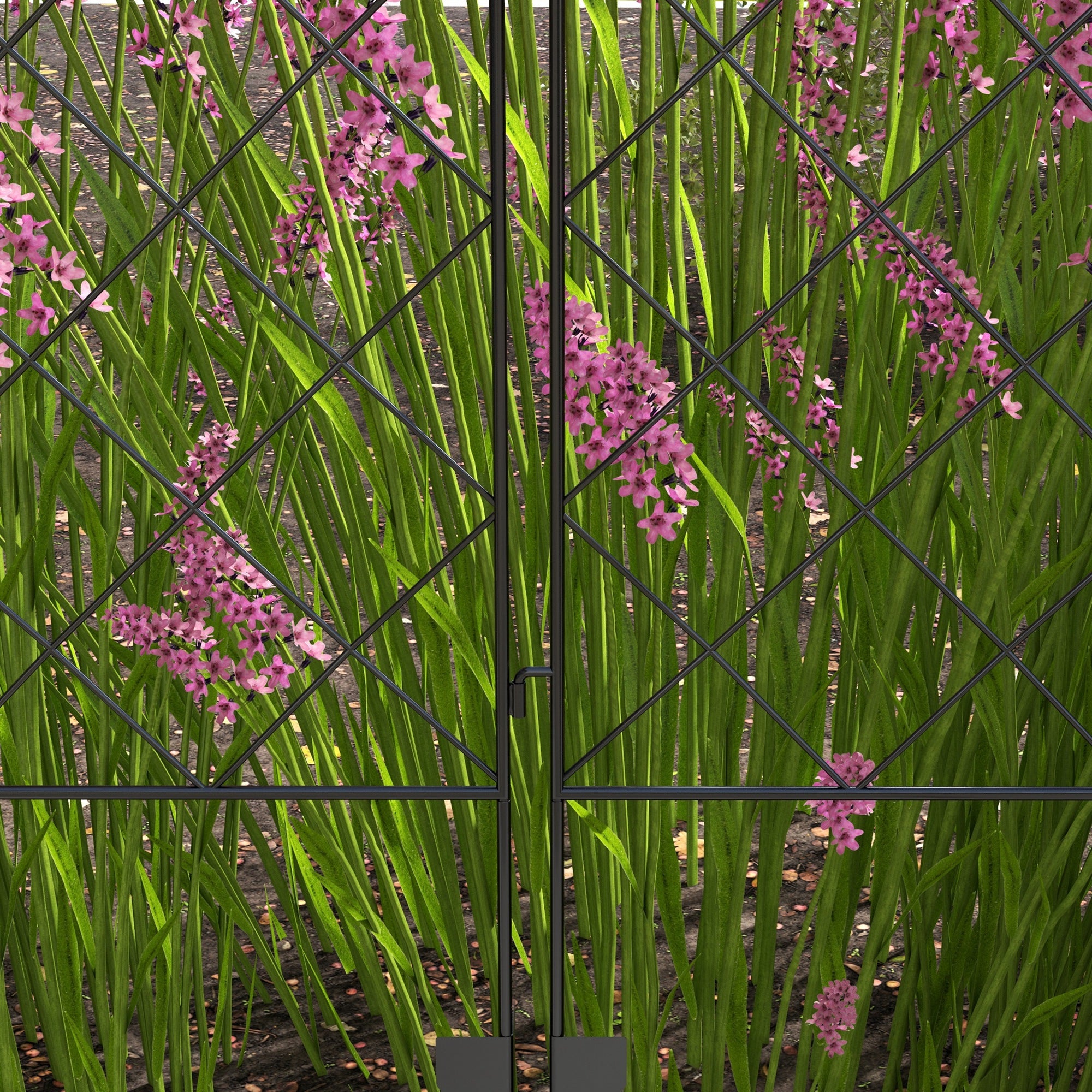 Outsunny Garden Fence, 7 Pack Steel Fence Panels, 11.3' L x 43" H, Rust-Resistant Animal Barrier, Decorative Border Flower Edging for Yard, Patio, Outdoor Decor, Swirl Vines