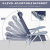 Outsunny Set of 2 Portable Fishing Chairs, Lightweight Camping Chairs with 6-Level Adjustable Backrest and Headrest, Folding Chair for Outdoor, Beach, Dark Blue