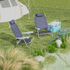 Outsunny Set of 2 Portable Fishing Chairs, Lightweight Camping Chairs with 6-Level Adjustable Backrest and Headrest, Folding Chair for Outdoor, Beach, Dark Blue