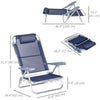 Outsunny Set of 2 Portable Fishing Chairs, Lightweight Camping Chairs with 6-Level Adjustable Backrest and Headrest, Folding Chair for Outdoor, Beach, Dark Blue