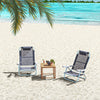 Outsunny Set of 2 Portable Fishing Chairs, Lightweight Camping Chairs with 6-Level Adjustable Backrest and Headrest, Folding Chair for Outdoor, Beach, Dark Blue