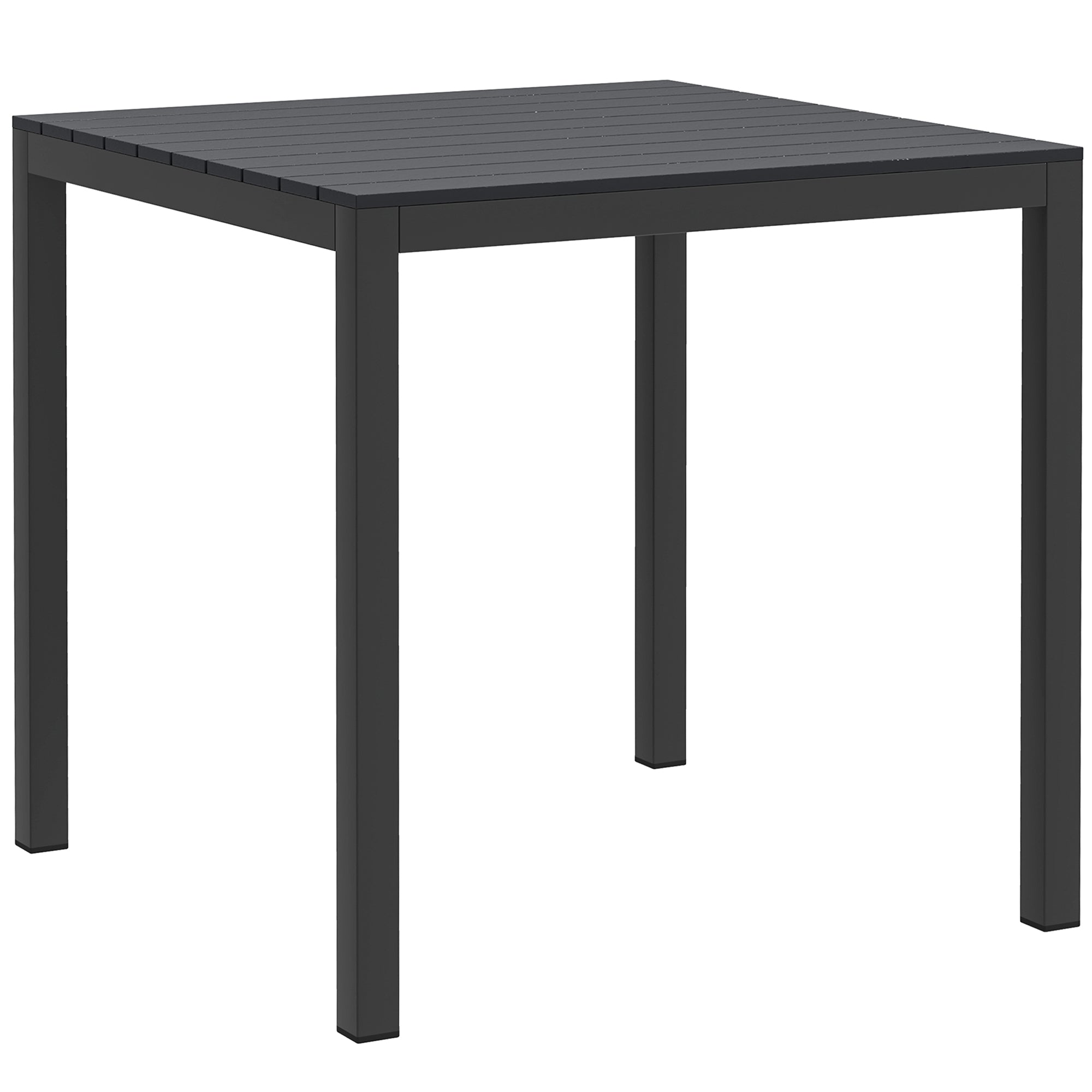 Outsunny Outdoor Dining Table for 4, 73cm Square Patio Table with Aluminum Steel Frame, for Garden, Lawn, Balcony, Deck, Black