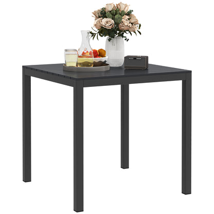 Outsunny Outdoor Dining Table for 4, 73cm Square Patio Table with Aluminum Steel Frame, for Garden, Lawn, Balcony, Deck, Black