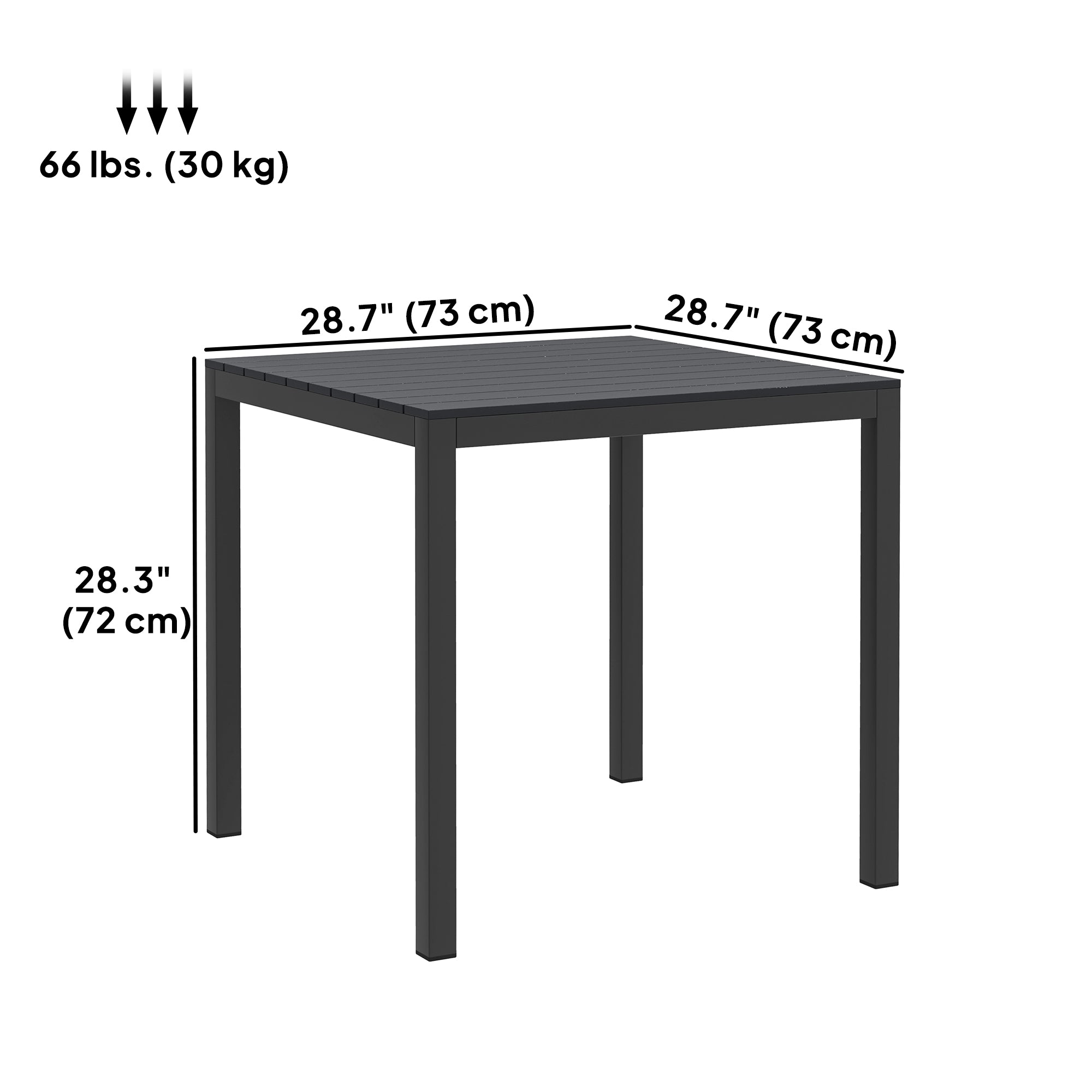 Outsunny Outdoor Dining Table for 4, 73cm Square Patio Table with Aluminum Steel Frame, for Garden, Lawn, Balcony, Deck, Black