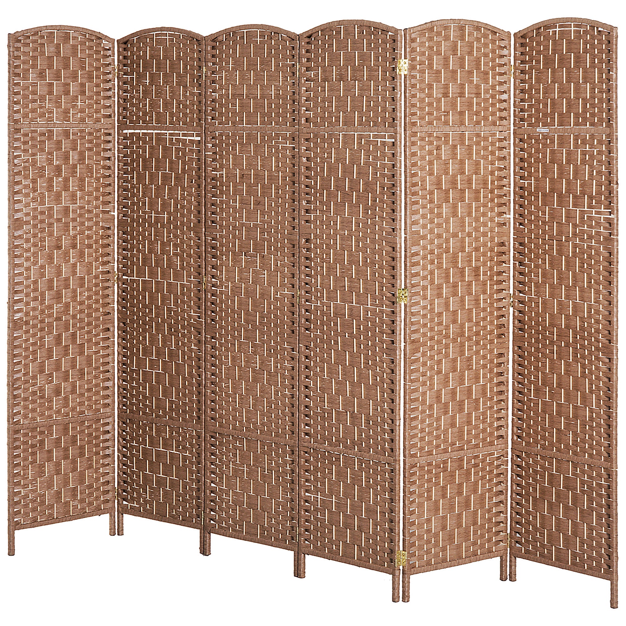 HOMCOM 6 Panels Room Divider, 6 Ft Tall Indoor Portable Folding Privacy Screens, Hand-Woven Double Hinged Freestanding Partition Wall Divider for Home Office, Natural