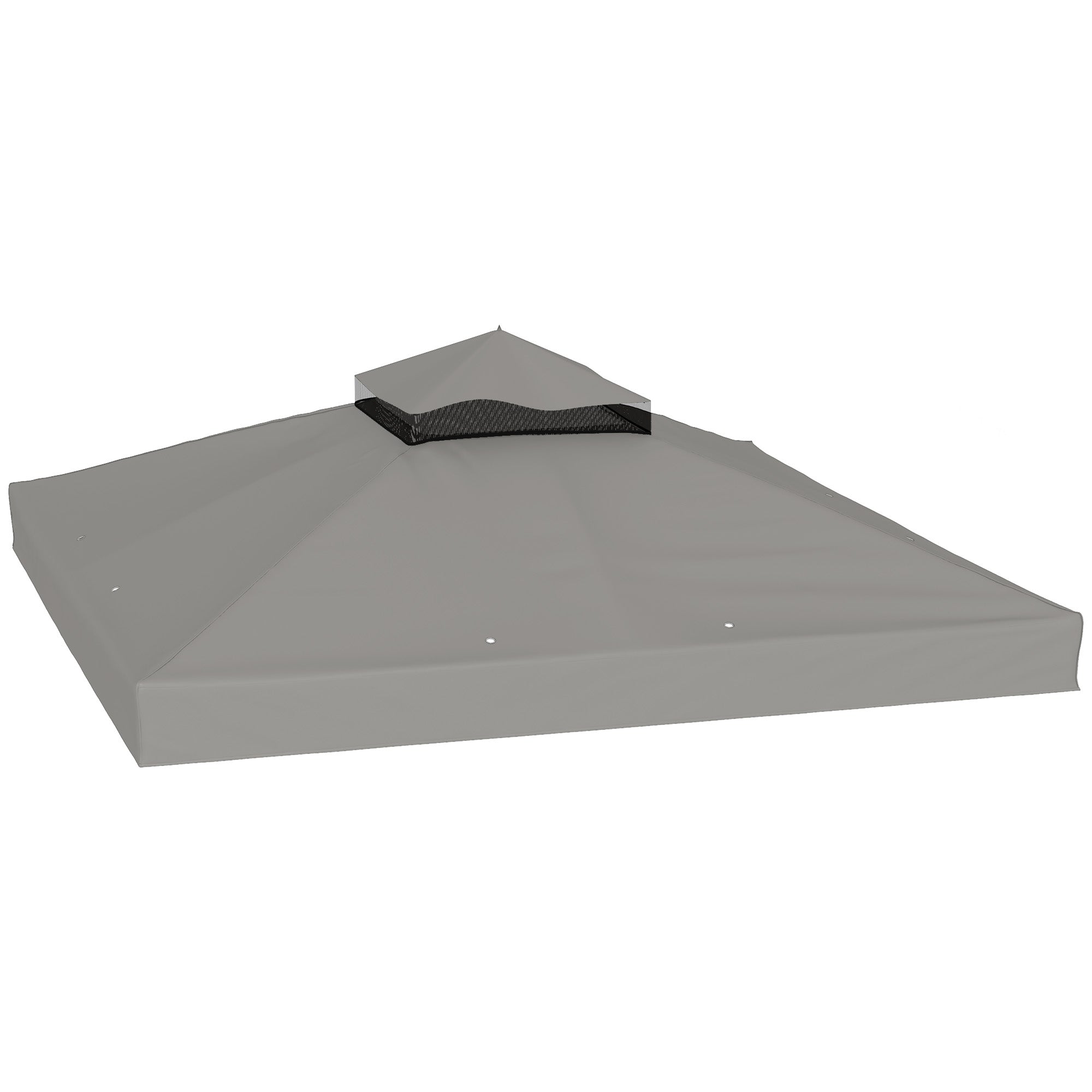 Outsunny 10' x 10' Gazebo Replacement Canopy Cover, 2-Tier Outdoor Gazebo Roof Replacement with Drain Holes, Water Resistant PVC Coating, 370g/㎡, UPF30+, TOP COVER ONLY, Grey