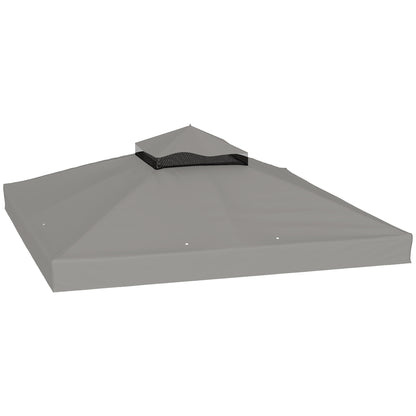 Outsunny 10' x 10' Gazebo Replacement Canopy Cover, 2-Tier Outdoor Gazebo Roof Replacement with Drain Holes, Water Resistant PVC Coating, 370g/㎡, UPF30+, TOP COVER ONLY, Grey