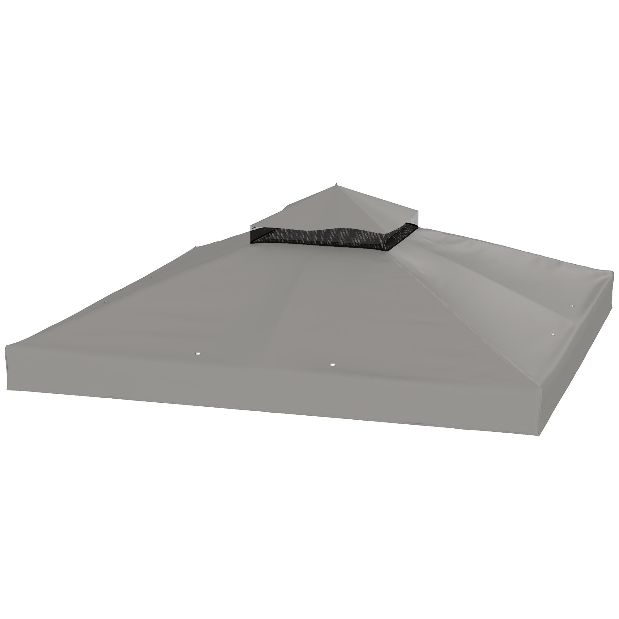 Outsunny 10' x 10' Gazebo Replacement Canopy Cover, 2-Tier Outdoor Gazebo Roof Replacement with Drain Holes, Water Resistant PVC Coating, 370g/㎡, UPF30+, TOP COVER ONLY, Grey